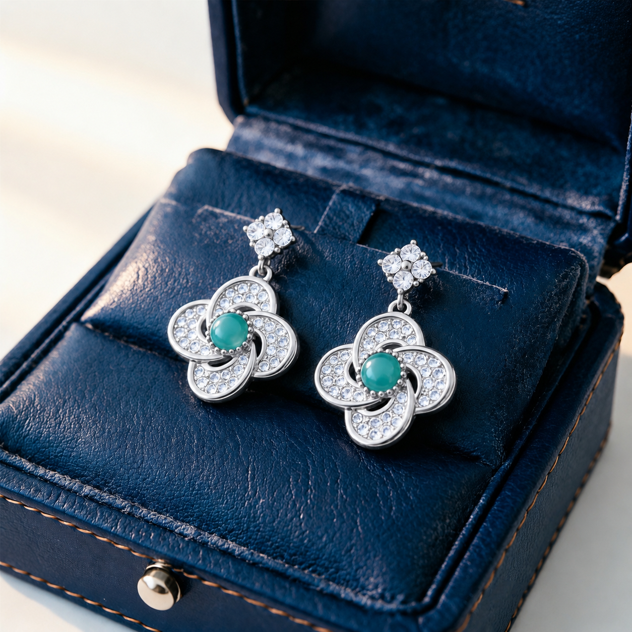 Turquoise Blossom Earrings-Carry Peace Close to Your Heart