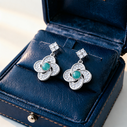 Turquoise Blossom Earrings-Carry Peace Close to Your Heart