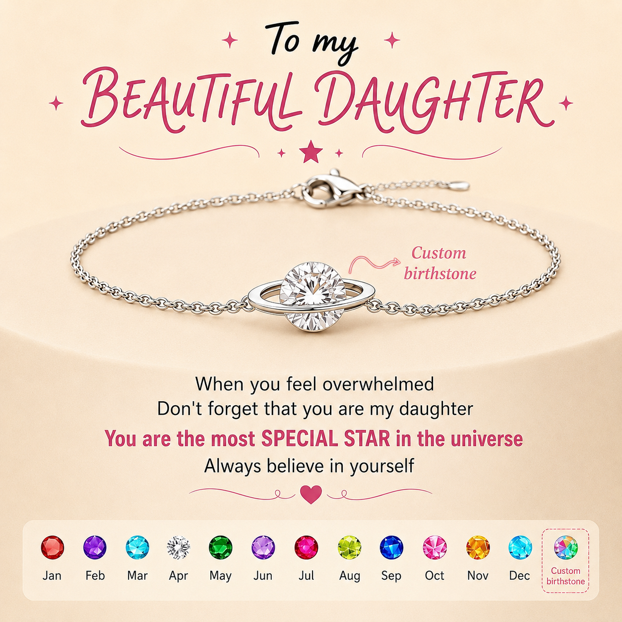 For Daughter- You Are The Most Special Star Birthstone Bracelet