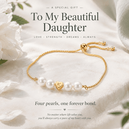 For Daughter - A Mother’s Love Personalized Pearl Initial Bracelet