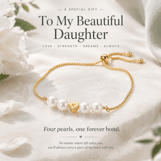 For Daughter - A Mother’s Love Personalized Pearl Initial Bracelet