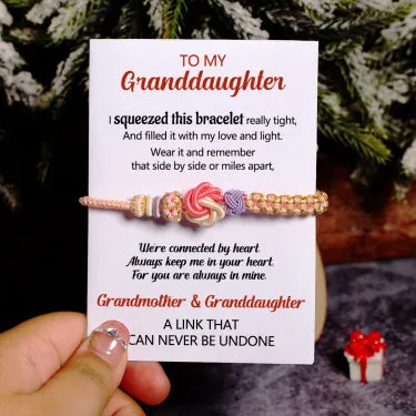 FOR GRANDDAUGHTER🩷A LINK THAT CAN NEVER BE UNDONE Peach Blossom Knot Bracelet