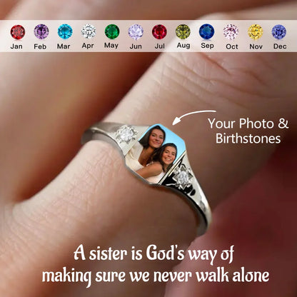For Sister - Photo Birthstone Custom Ring
