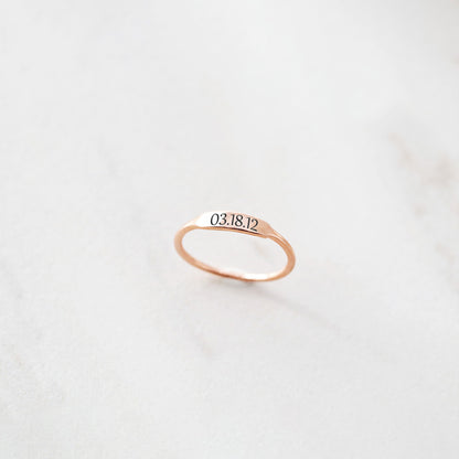FOR MEMORIAL - CUSTOM DELICATE DAINTY BAR DATE RING