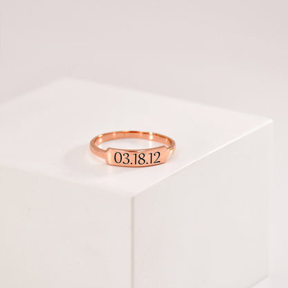FOR MEMORIAL - CUSTOM DELICATE DAINTY BAR DATE RING
