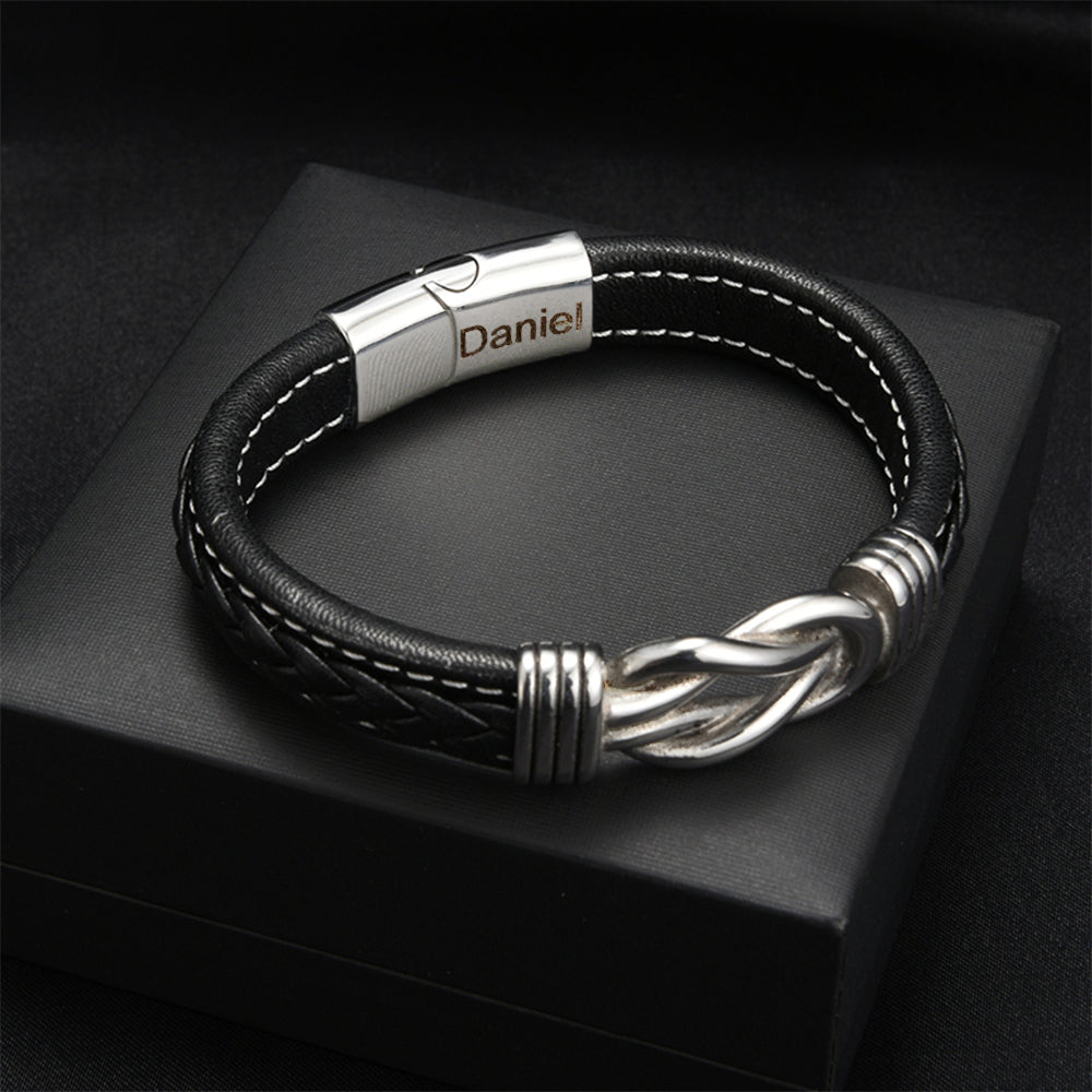"To My Grandson" Family Bonds - Linked Forever Leather Bracelet