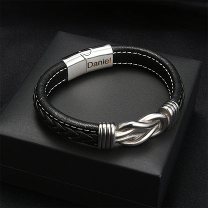 "To My Grandson" Family Bonds - Linked Forever Leather Bracelet