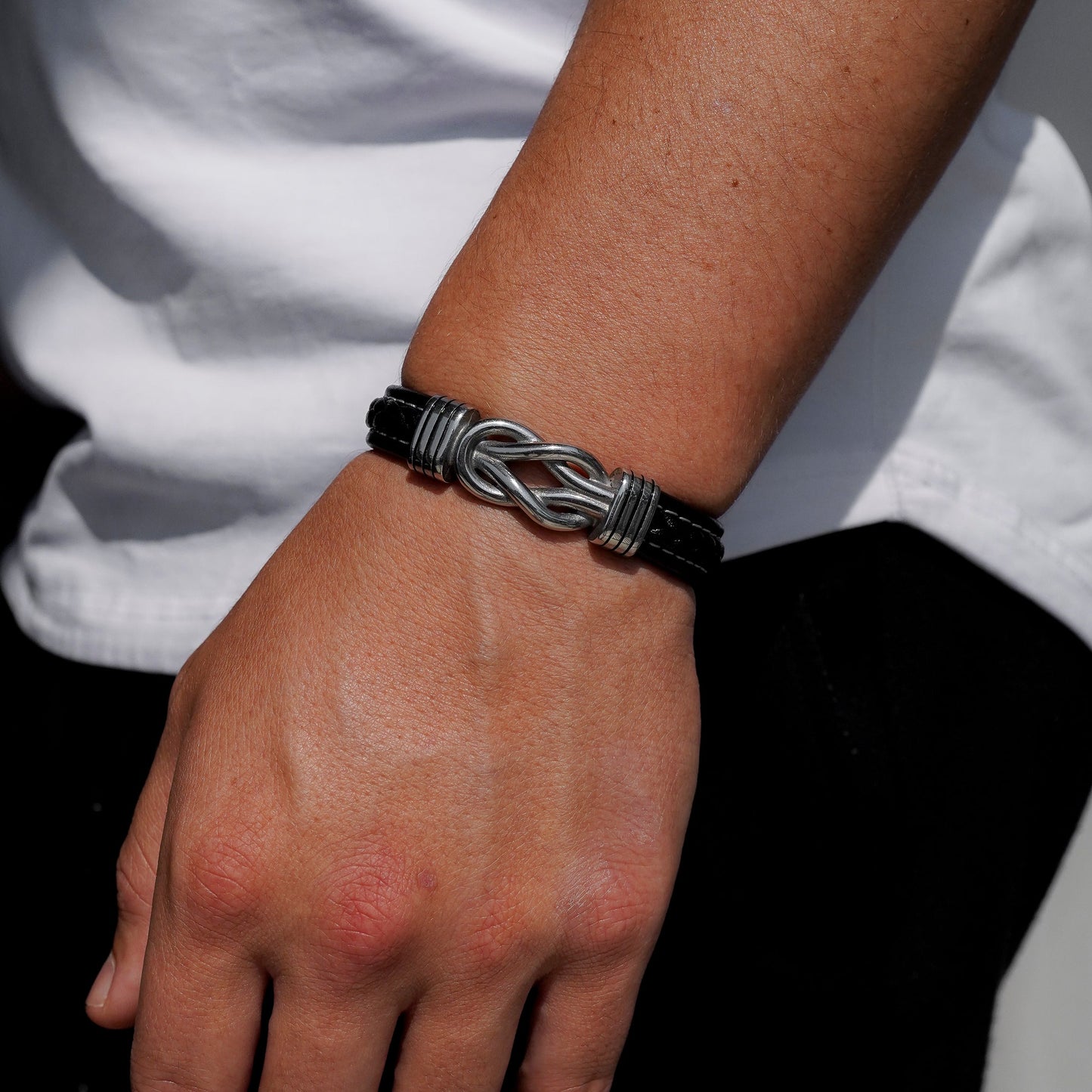"To My Grandson" Family Bonds - Linked Forever Leather Bracelet