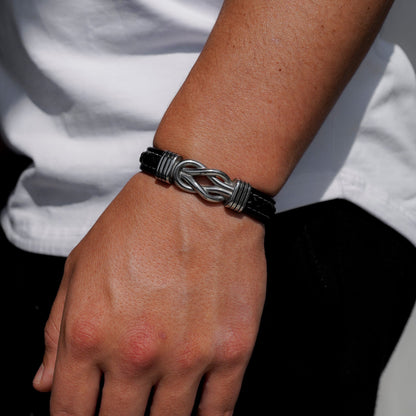 "To My Grandson" Family Bonds - Linked Forever Leather Bracelet