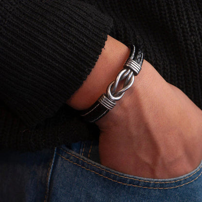 "To My Grandson" Family Bonds - Linked Forever Leather Bracelet