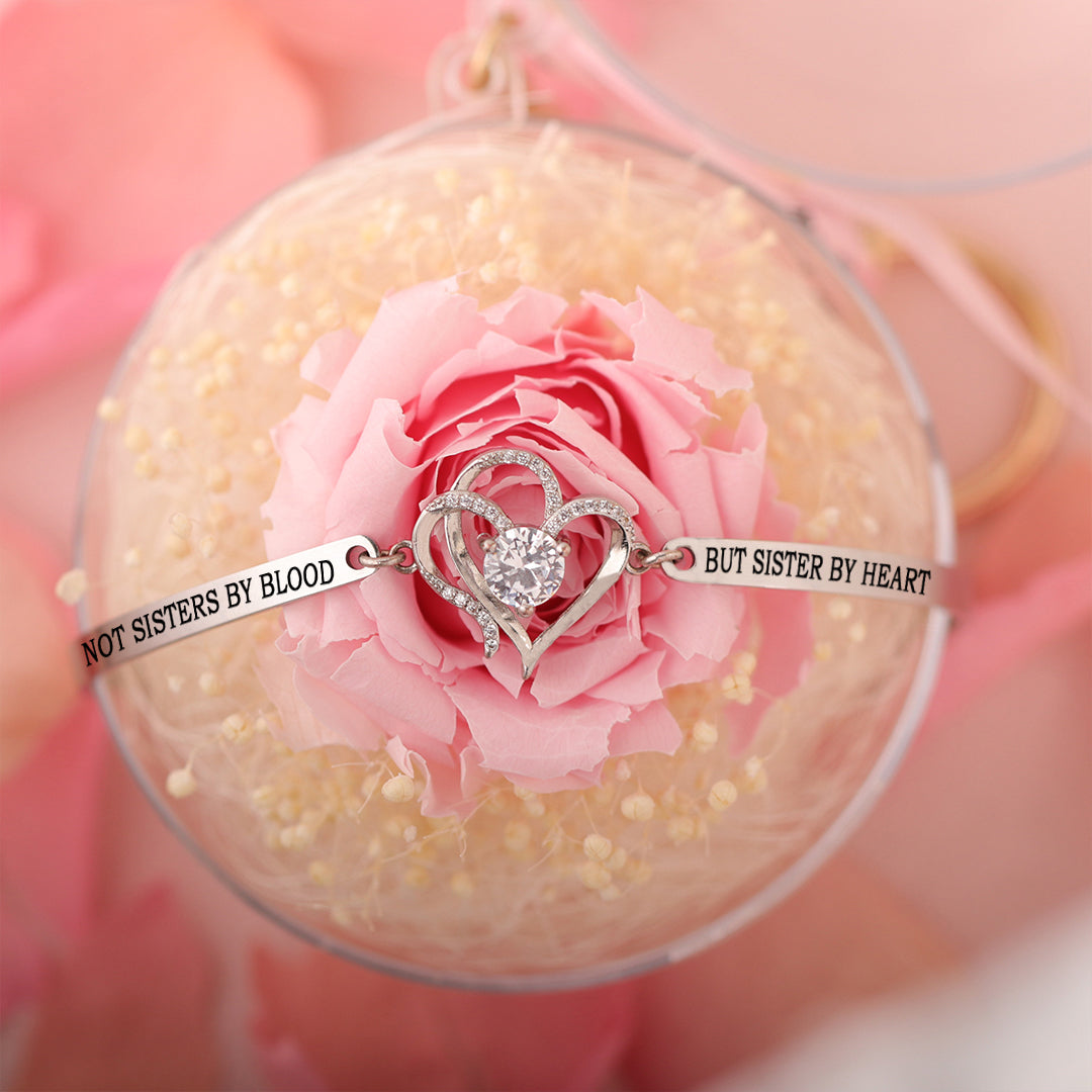 For My Friend-Not Sisters By Blood But Sisters By Heart Double Heart Bracelet