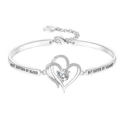 For My Friend-Not Sisters By Blood But Sisters By Heart Double Heart Bracelet