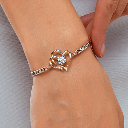 For My Friend-Not Sisters By Blood But Sisters By Heart Double Heart Bracelet