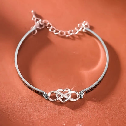 For Friend - Not Sisters By Blood But Sisters By Heart Double Heart Bracelet