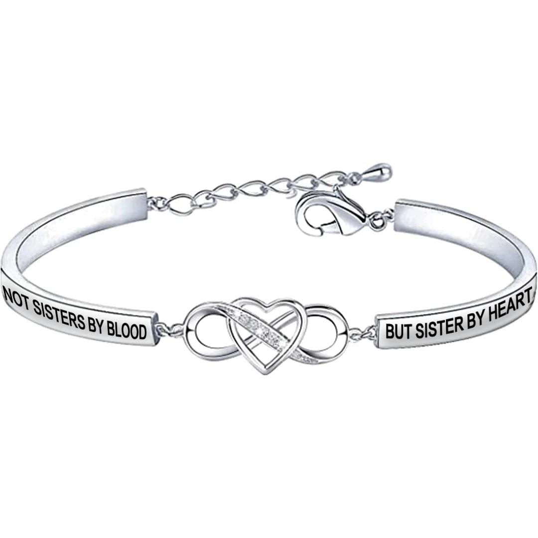 For Friend - Not Sisters By Blood But Sisters By Heart Double Heart Bracelet