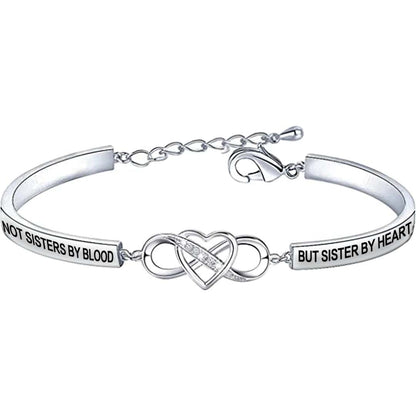For Friend - Not Sisters By Blood But Sisters By Heart Double Heart Bracelet
