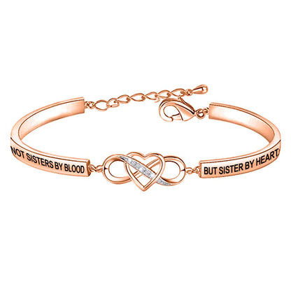 For Friend - Not Sisters By Blood But Sisters By Heart Double Heart Bracelet