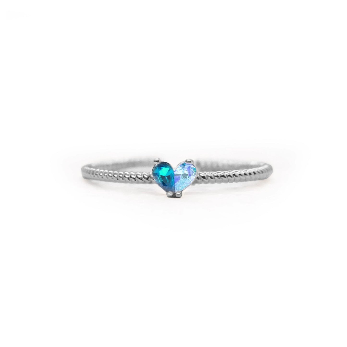 Custom Tiny Heart Birthstone Adjustable Ring
