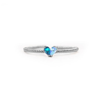 Custom Tiny Heart Birthstone Adjustable Ring
