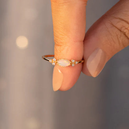 The Purest Love for Mother & Daughter Matching Oval Cut Opal Ring