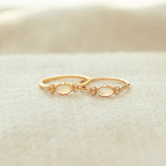 The Purest Love for Mother & Daughter Matching Oval Cut Opal Ring