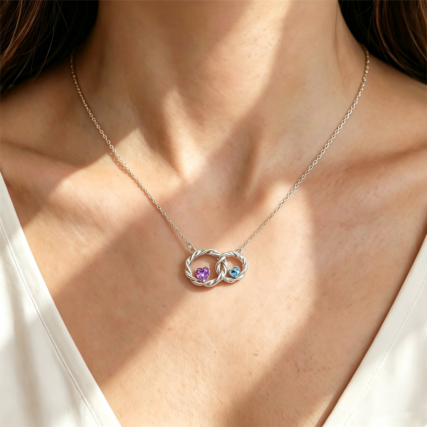 For My Daughter- I Always With You Custom Double Birthstones Necklace