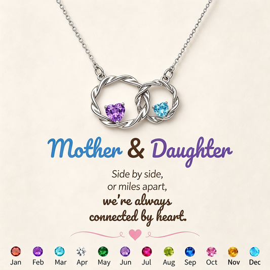 For My Daughter- I Always With You Custom Double Birthstones Necklace
