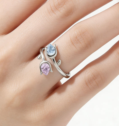 For Friend- We Will Bloom In Our Own Lives Birthstones Tulip Ring