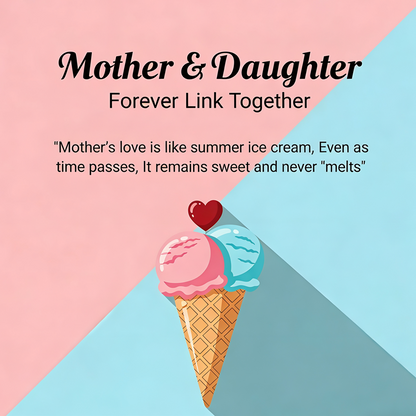 Mother And Daughter Sweet Ice Cream Custom Birthstones Necklace