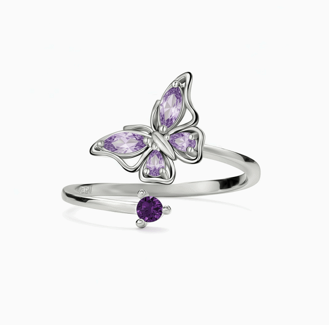 For Memoria- They Fly With Us Custom Birthstones Butterfly Ring