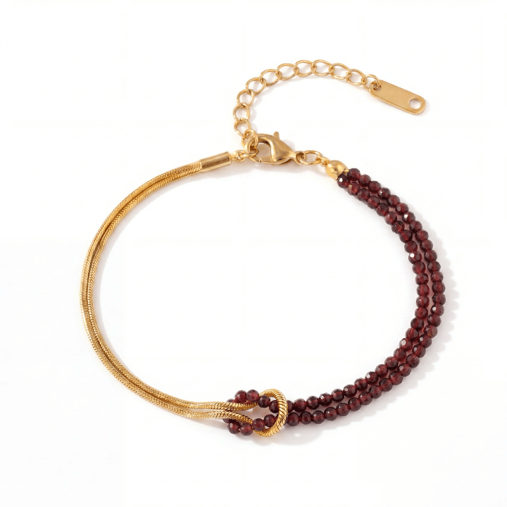 For Her – She Was Born to Be Strong Personalized Birthstone Beaded Knot Bracelet