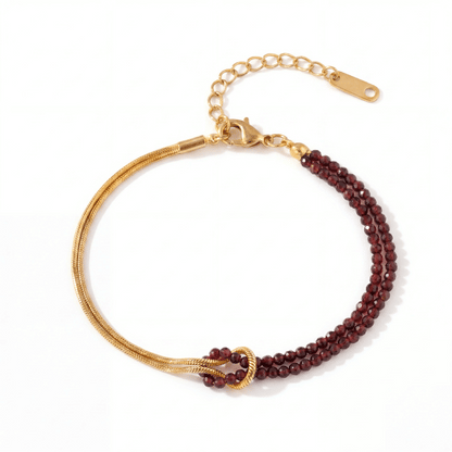 For Her – She Was Born to Be Strong Personalized Birthstone Beaded Knot Bracelet