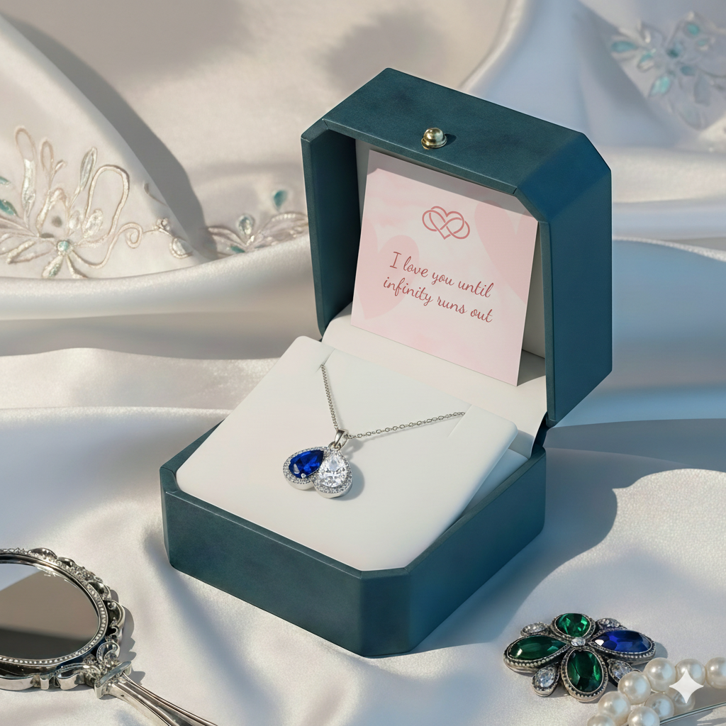 For Love- Custom Promise Two Heart Birthstone Necklace