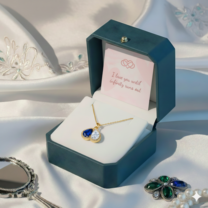 For My Daughter- Custom Promise Two Heart Birthstone Necklace