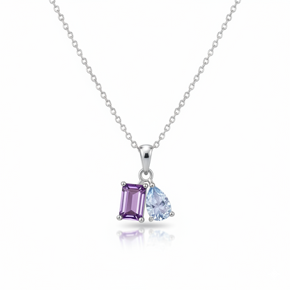 MOTHER AND DAUGHTER FOREVER LINKED TOGETHER CUSTOM BIRTHSTONES NECKLACE