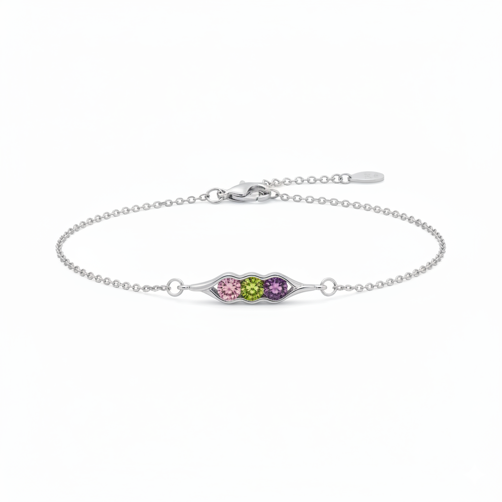 For Friend- We're Peas in a pod Birthstone Bracelet