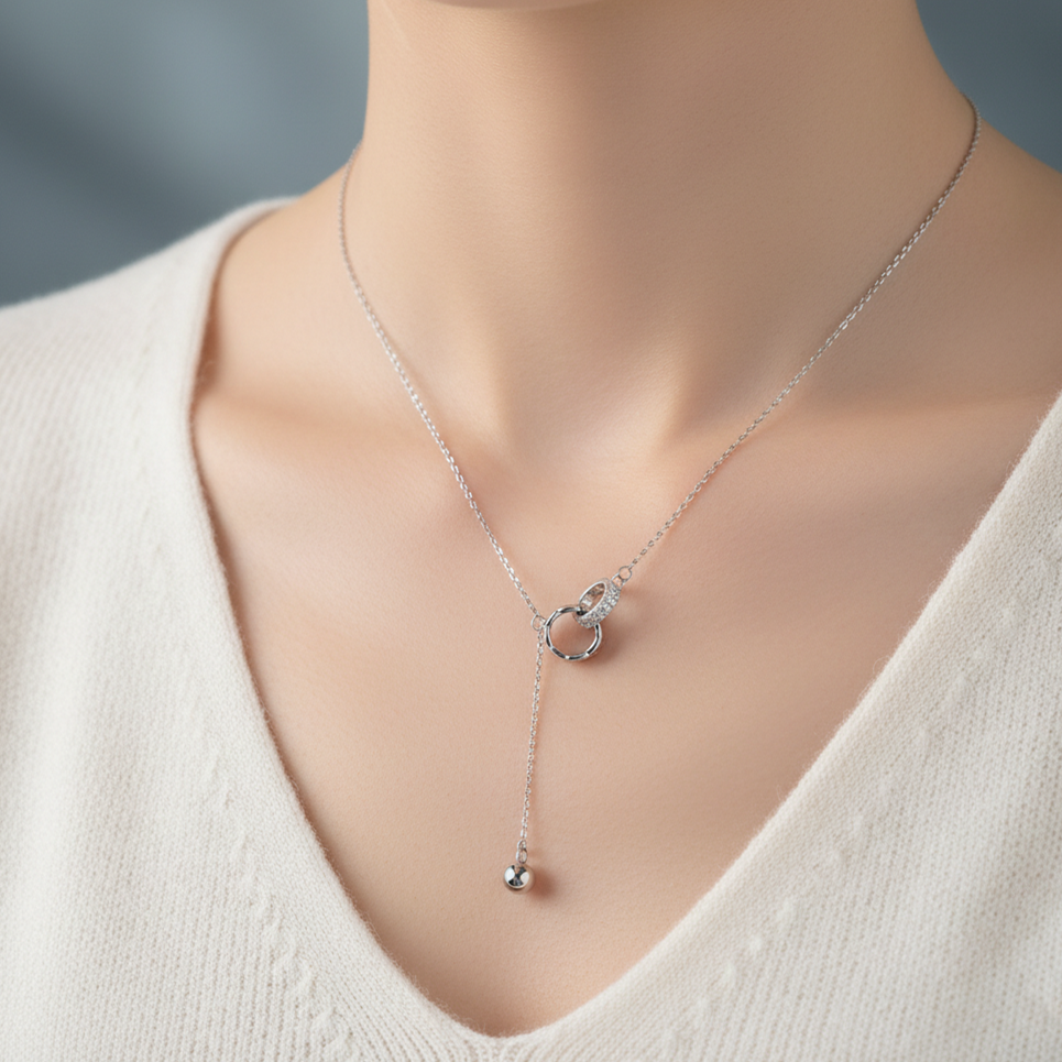 For Love- Interlocked Diamond Tassel Necklace