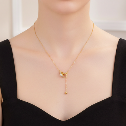 For Love- Interlocked Diamond Tassel Necklace