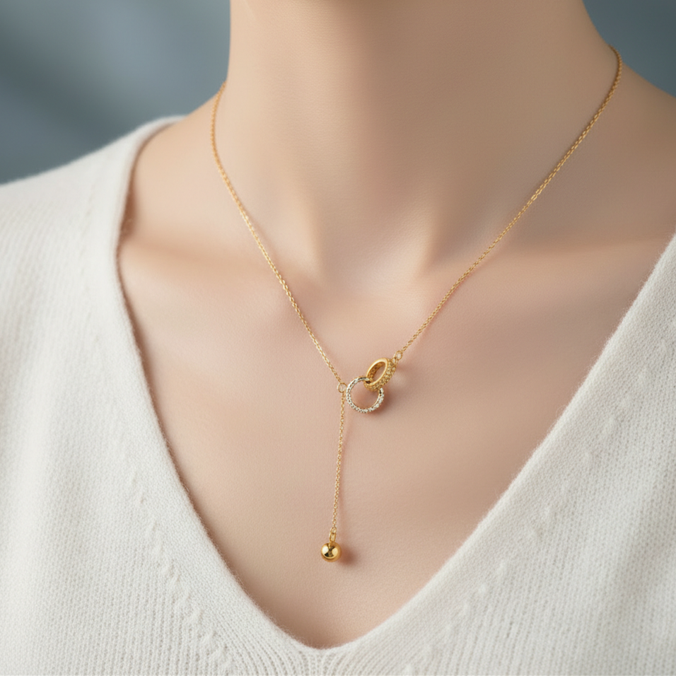 For Love- Interlocked Diamond Tassel Necklace