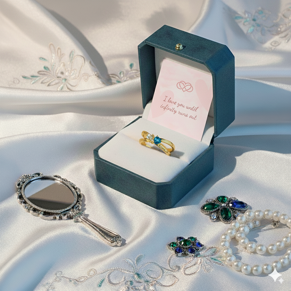 For Love - Custom Promise Two Heart Birthstone Ring