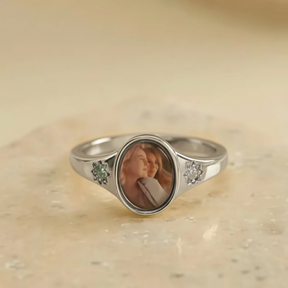 For Love-Photo Birthstone Custom Ring