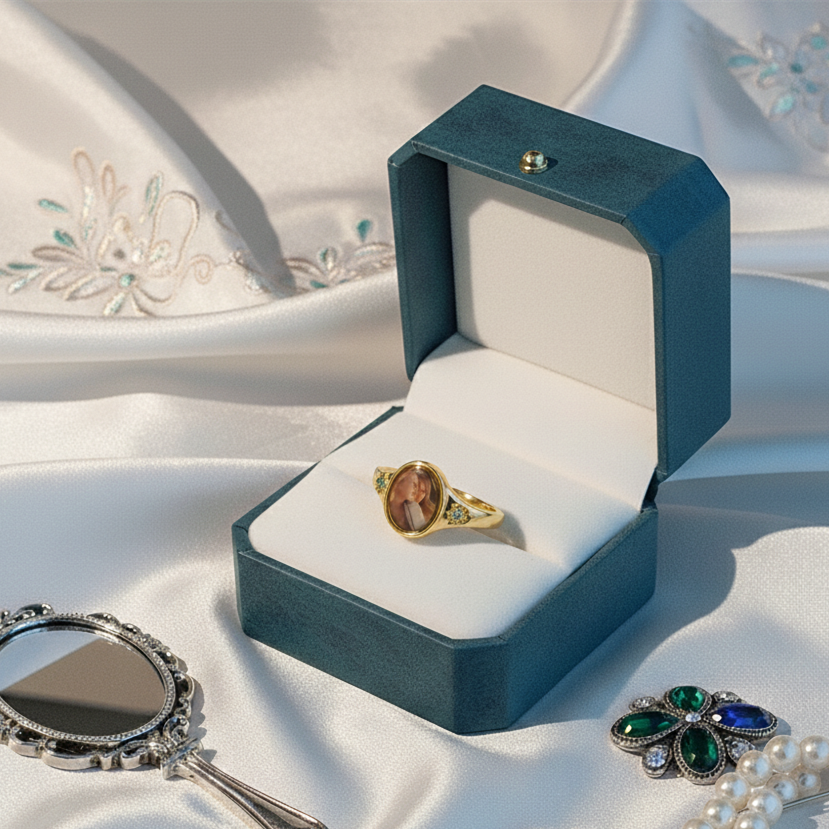 For Love-Photo Birthstone Custom Ring