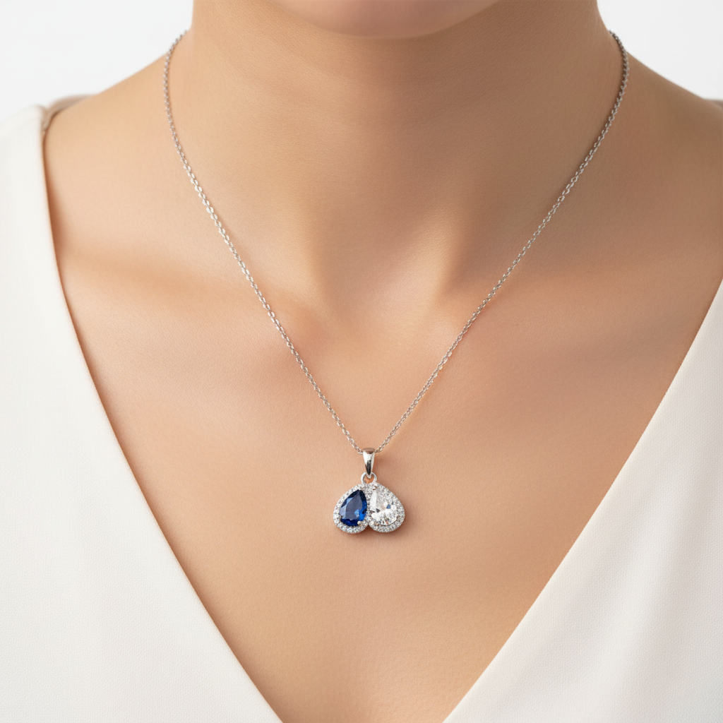 For Love- Custom Promise Two Heart Birthstone Necklace