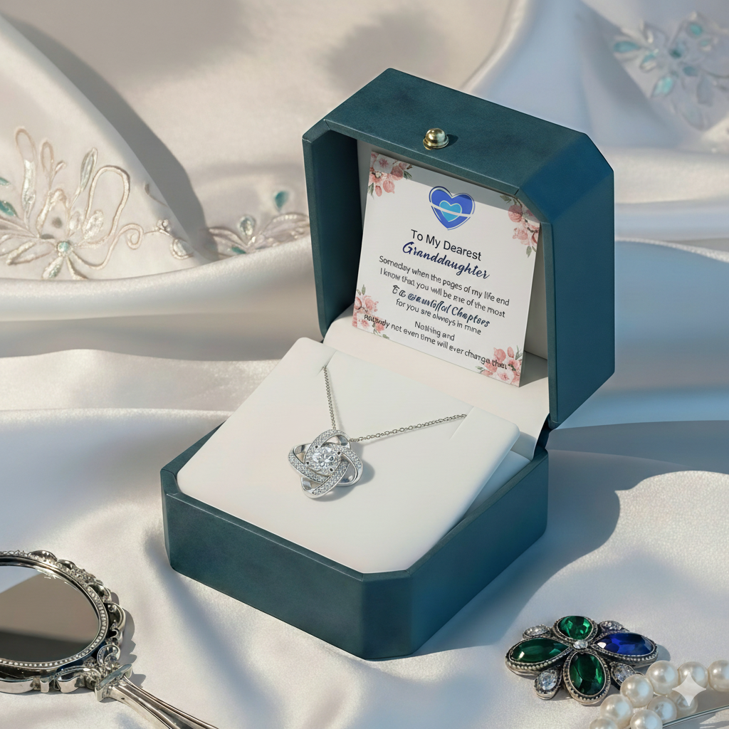 For My Granddaughter -I Am Always With You Diamond Knot Necklace