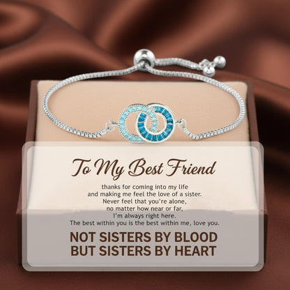For Friend - Not Sisters By Blood But Sisters By Heart Birthstone Linking Circles Bracelet