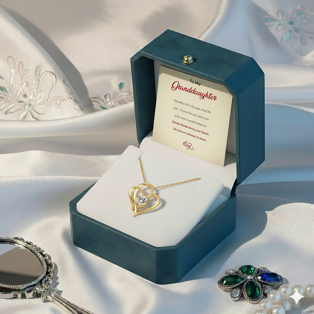 To My Granddaughter -I Always With You Double Heart Necklace