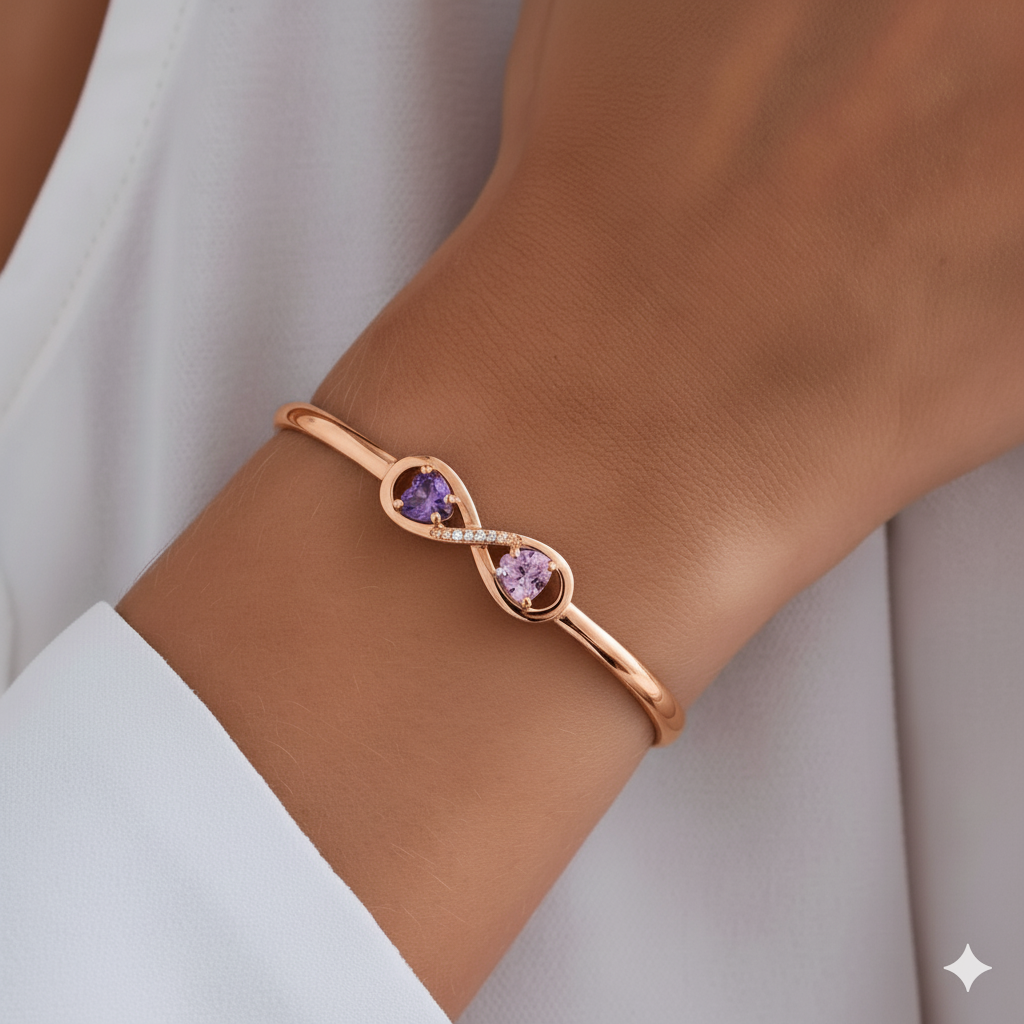 To My Granddaughter- Keep Me In Your Heart Infinity Custom Birthstones Bracelet