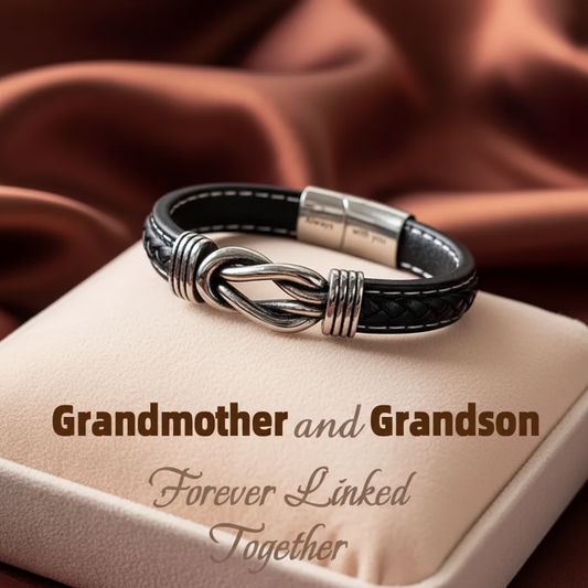 To My Grandson- Keep Me In Your Heart Leather Bracelet