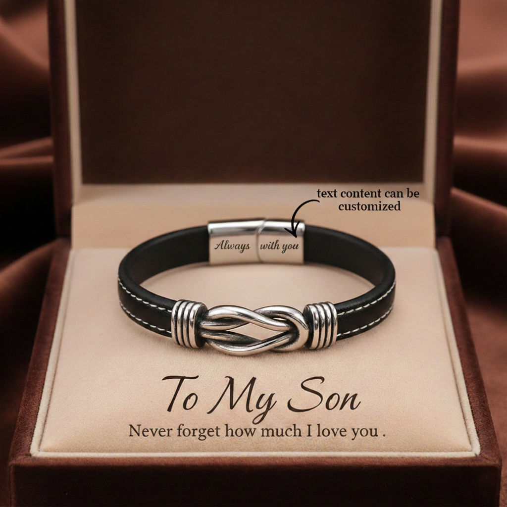 To My Son- Keep Me In Your Heart Infinity Custom Bracelet