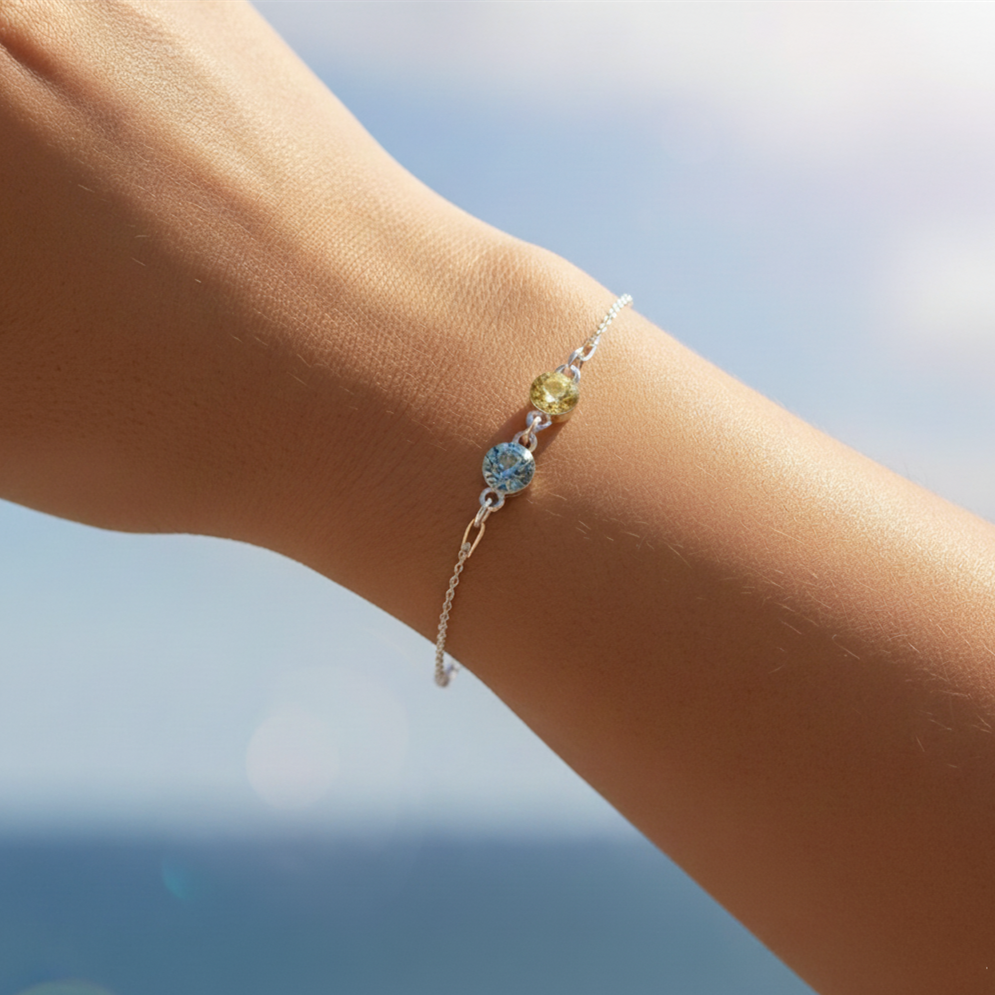 For Friend-Not Sisters By Blood But Sisters By Heart Custom Birthstones Bracelet